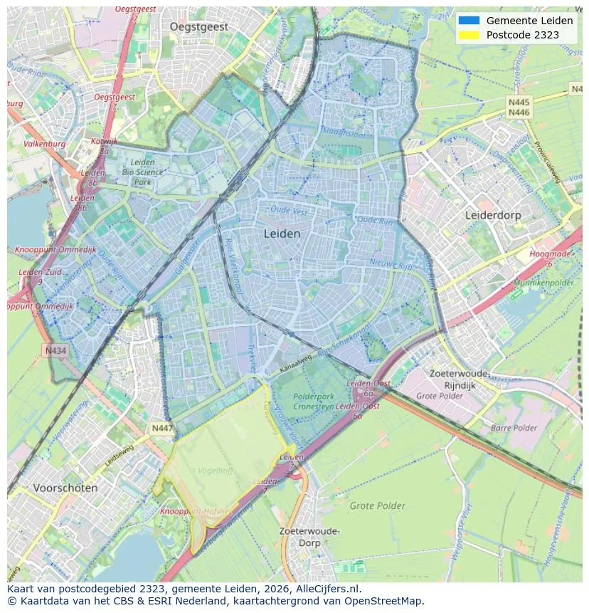 Postcodekaart voor 2323