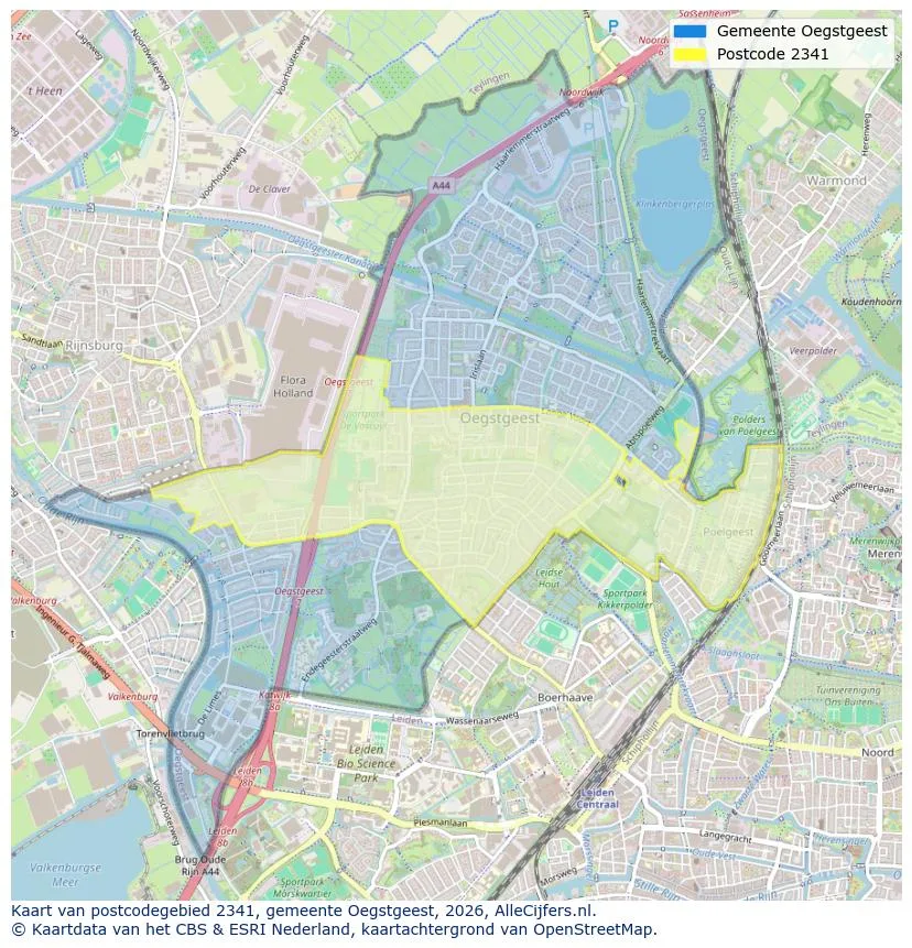Postcodekaart voor 2341