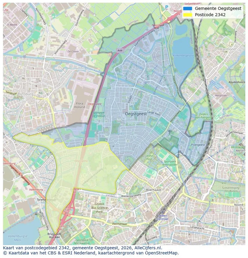 Postcodekaart voor 2342