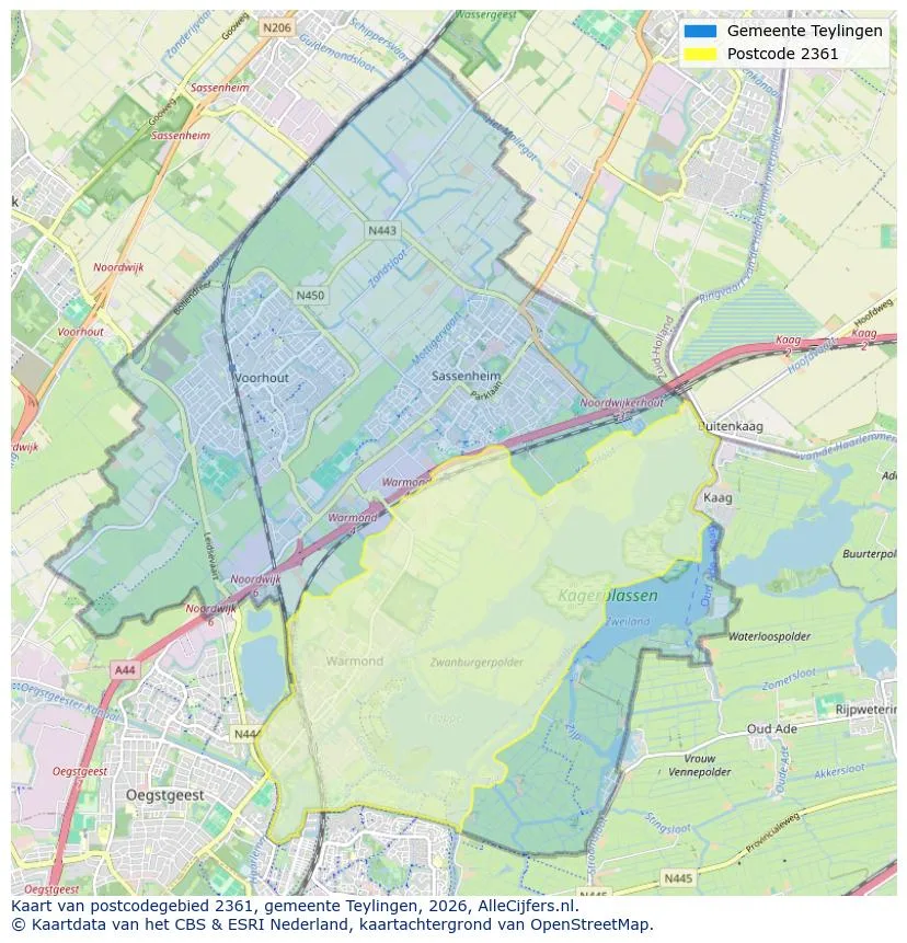 Postcodekaart voor 2361