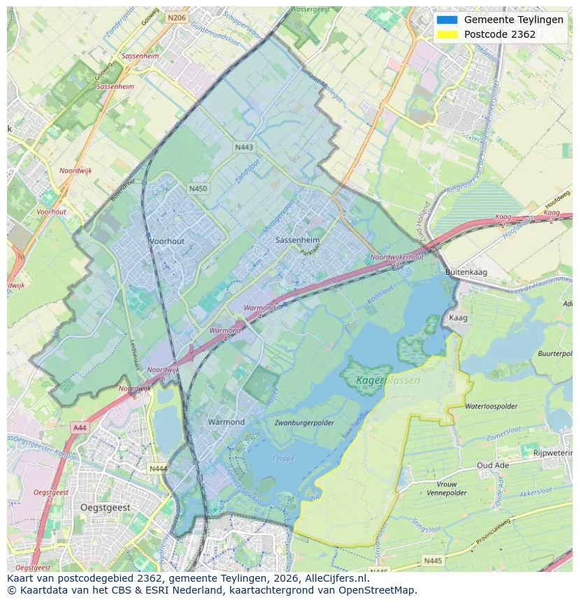 Postcodekaart voor 2362