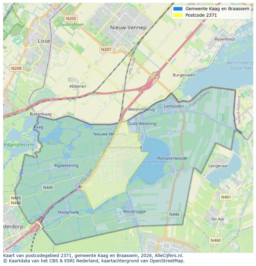 Postcodekaart voor 2371