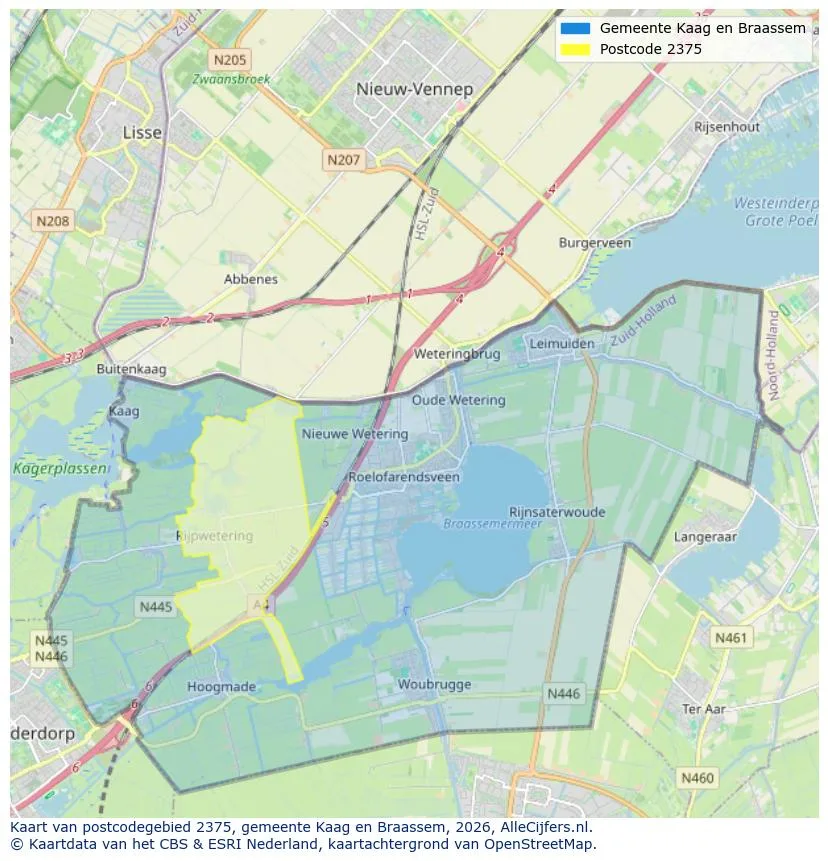 Postcodekaart voor 2375