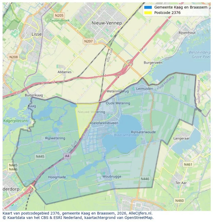 Postcodekaart voor 2376