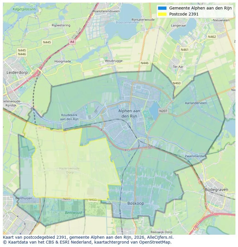 Postcodekaart voor 2391