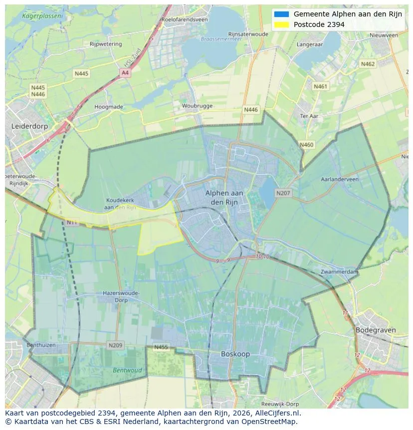 Postcodekaart voor 2394