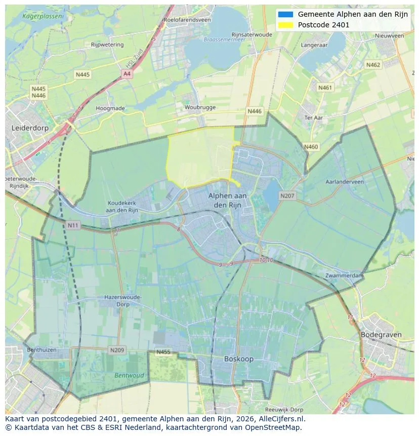 Postcodekaart voor 2401