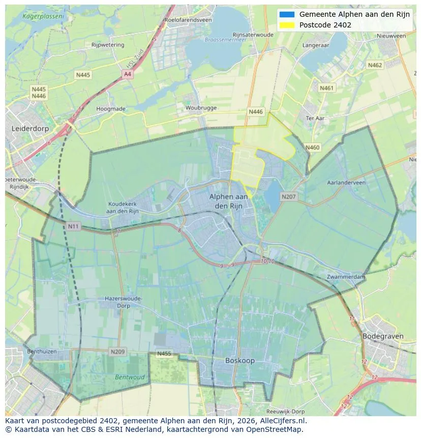 Postcodekaart voor 2402