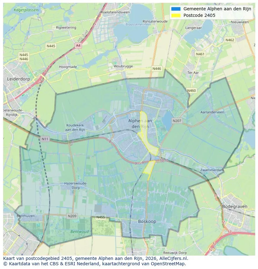 Postcodekaart voor 2405