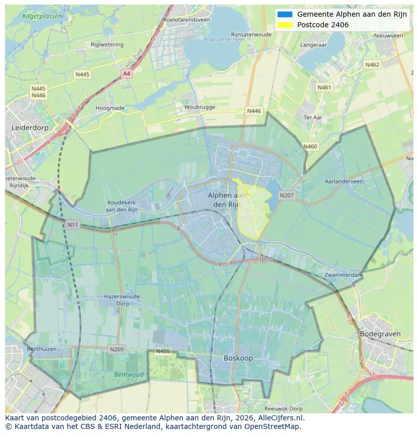 Mapa de códigos postales para 2406