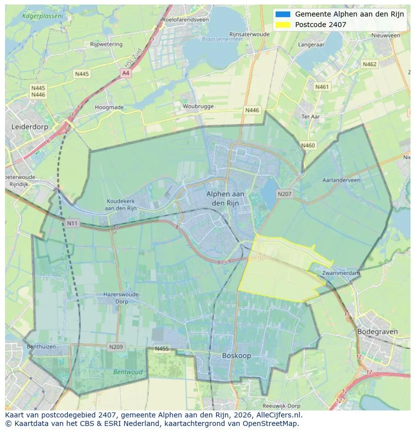 Postcodekaart voor 2407