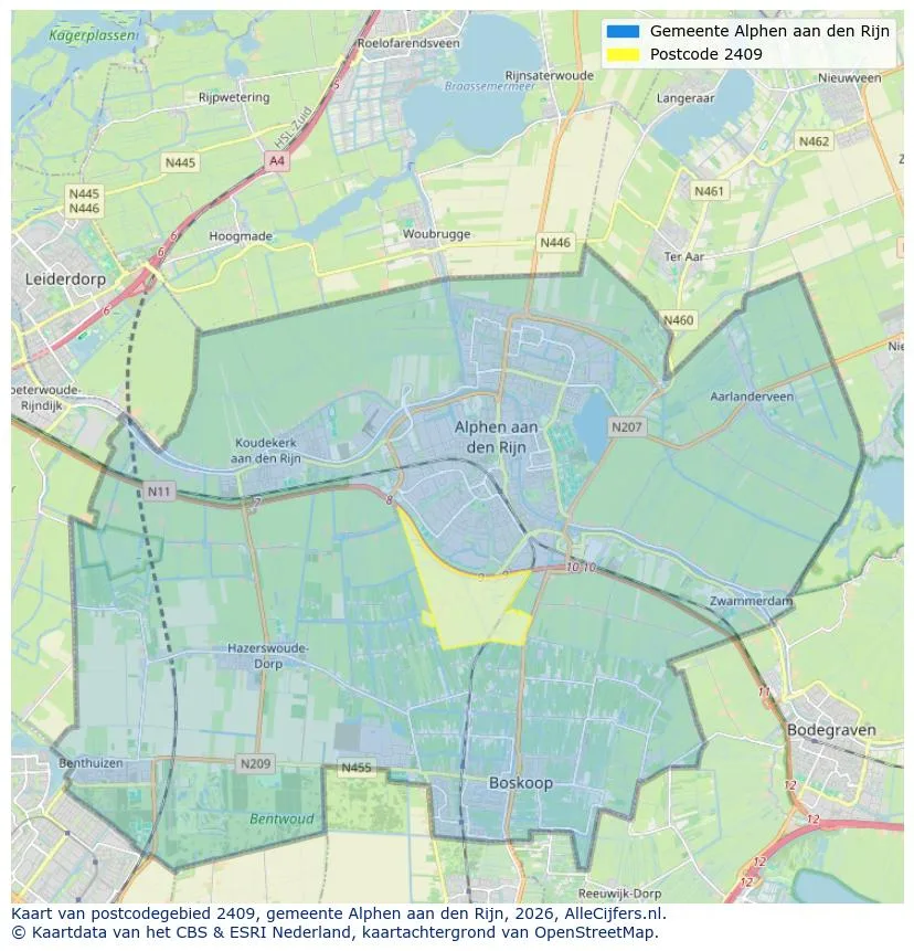 Postcodekaart voor 2409