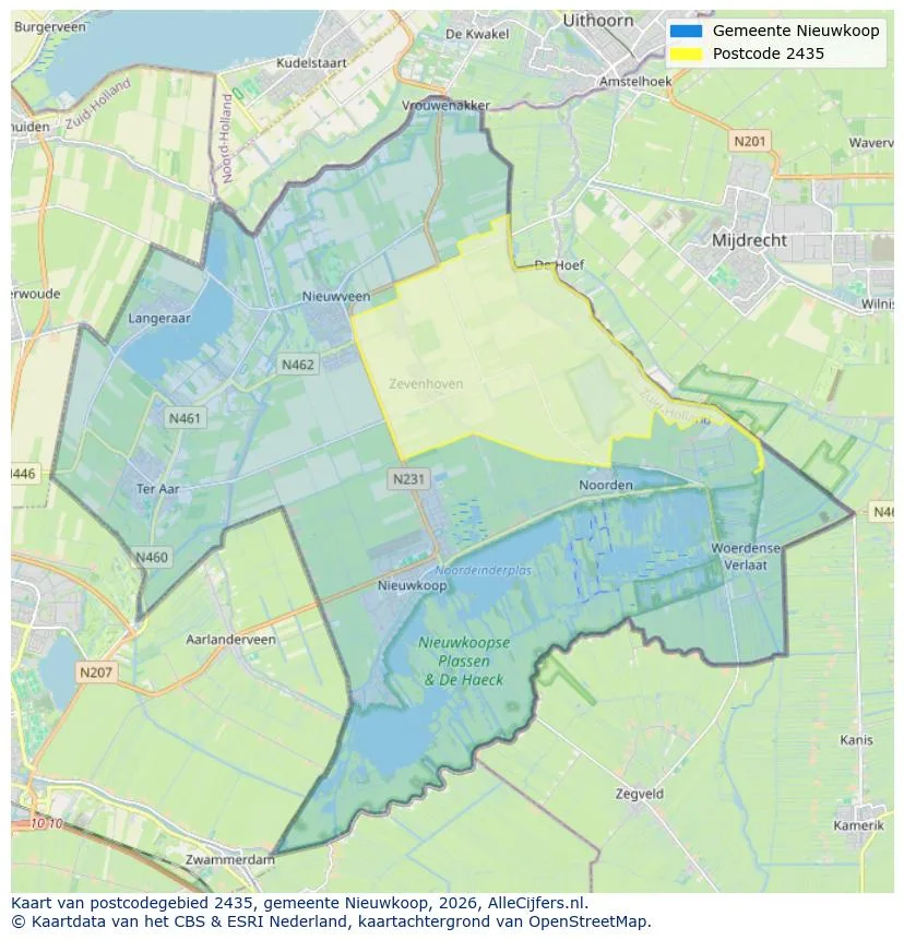 Postcodekaart voor 2435