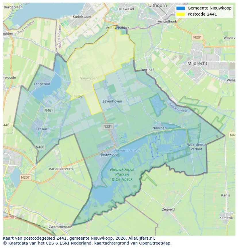Postcodekaart voor 2441