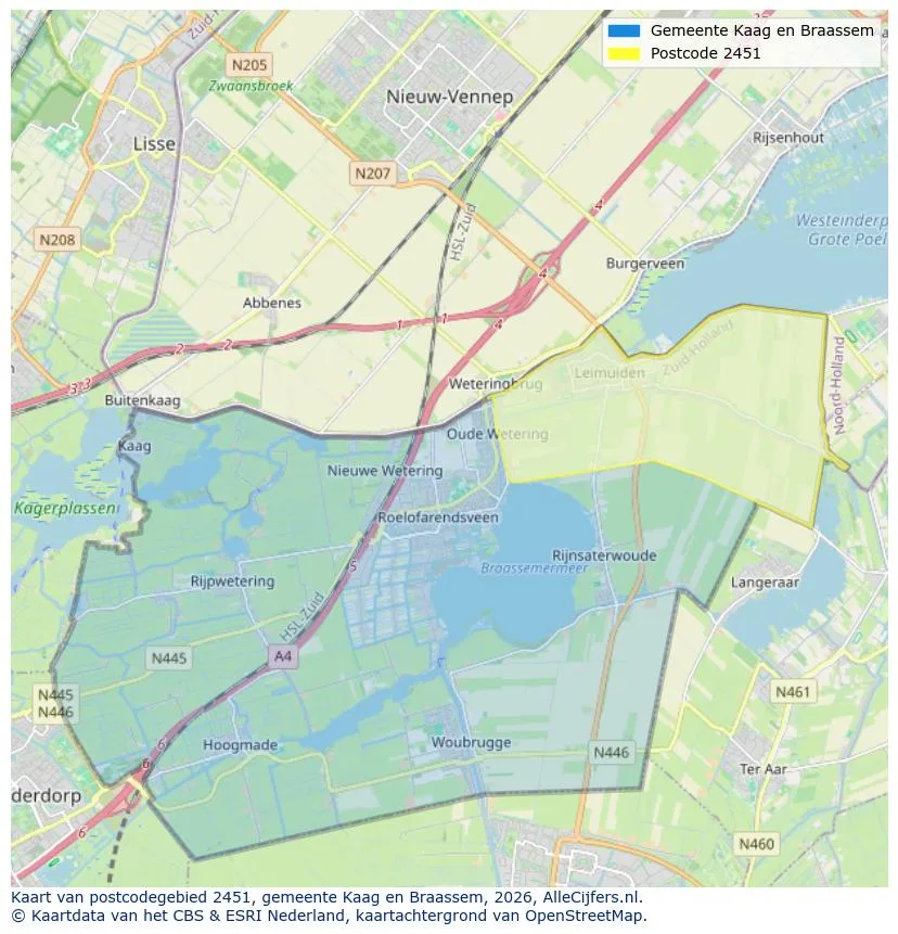 Postcodekaart voor 2451