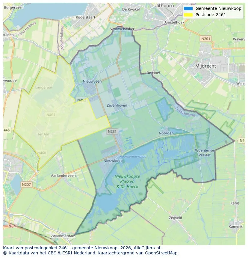 Postcodekaart voor 2461