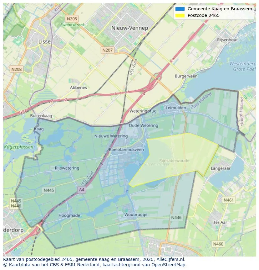 Mapa de códigos postales para 2465
