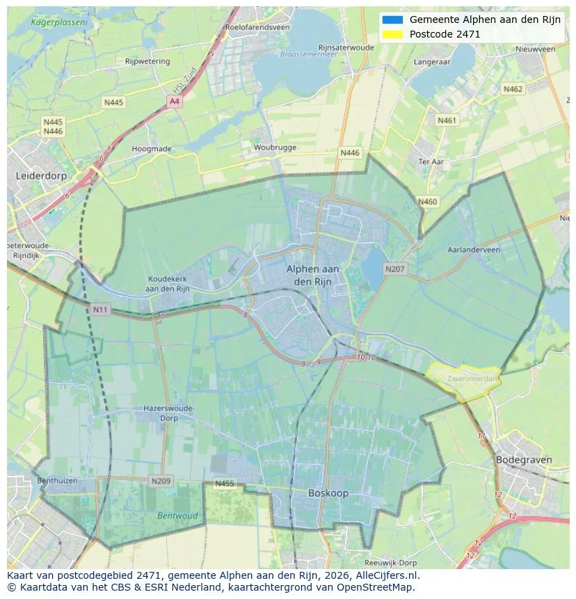 Postcodekaart voor 2471
