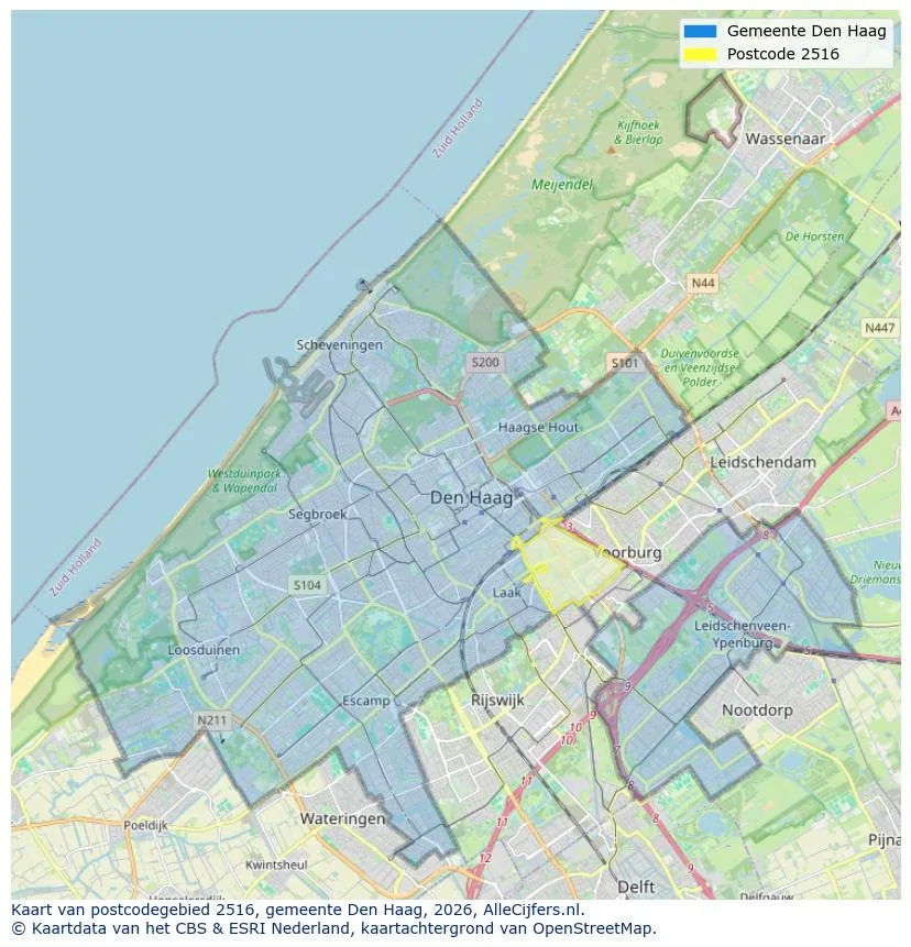 Mapa de códigos postales para 2516