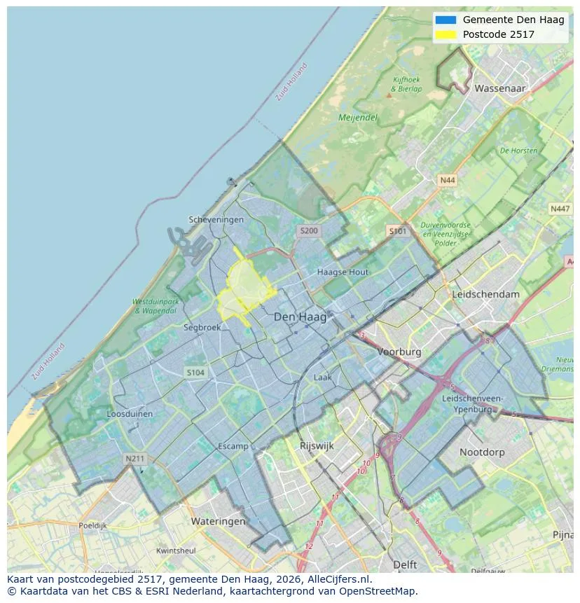 Postcodekaart voor 2517