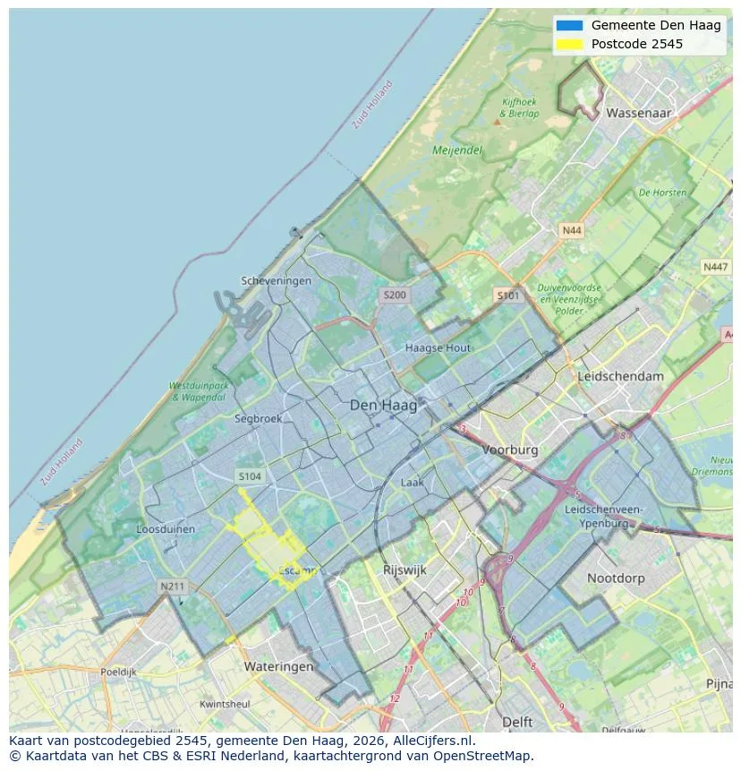 Postcodekaart voor 2545