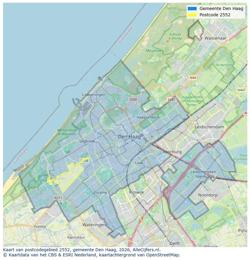 Postcodekaart voor 2552