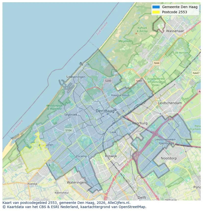 Postcodekaart voor 2553