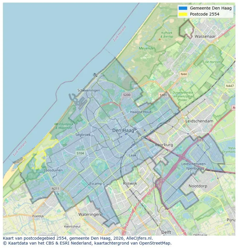 Postcodekaart voor 2554