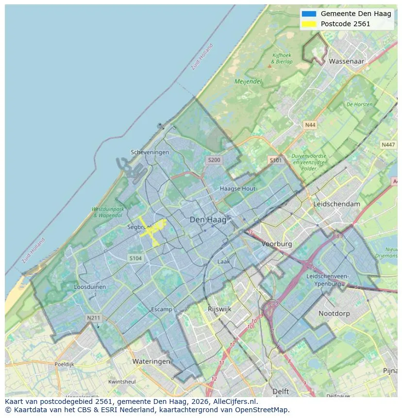 Postcodekaart voor 2561