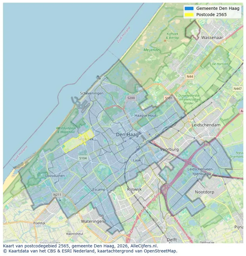 Postcodekaart voor 2565