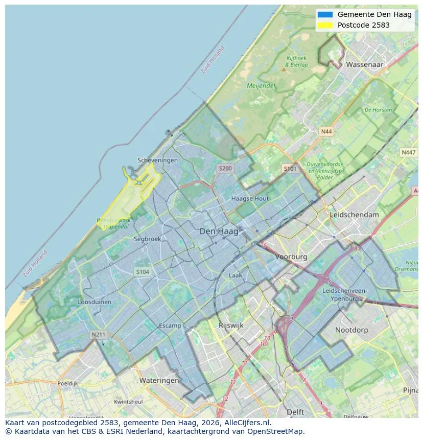 Postcodekaart voor 2583
