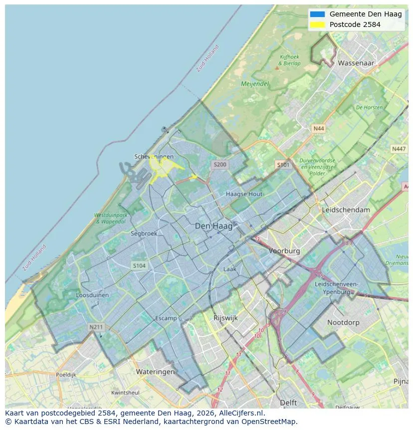Postcodekaart voor 2584