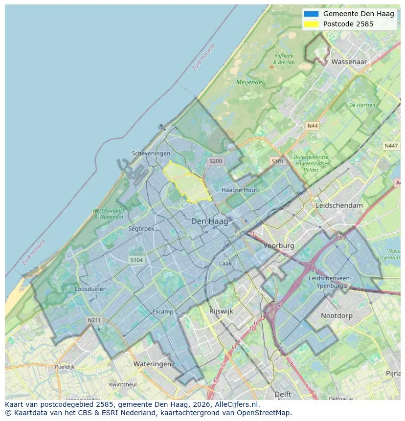 Postcodekaart voor 2585