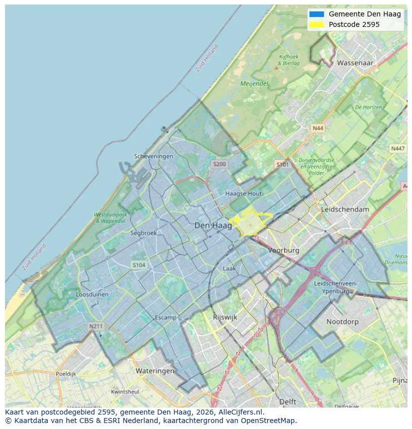 Postcodekaart voor 2595
