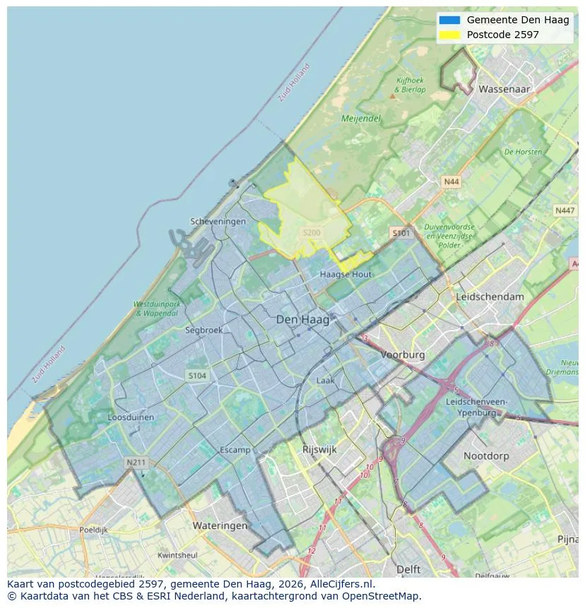 Postcodekaart voor 2597