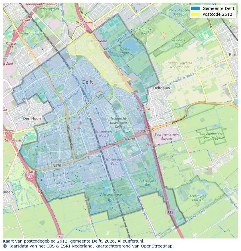 Postcodekaart voor 2612