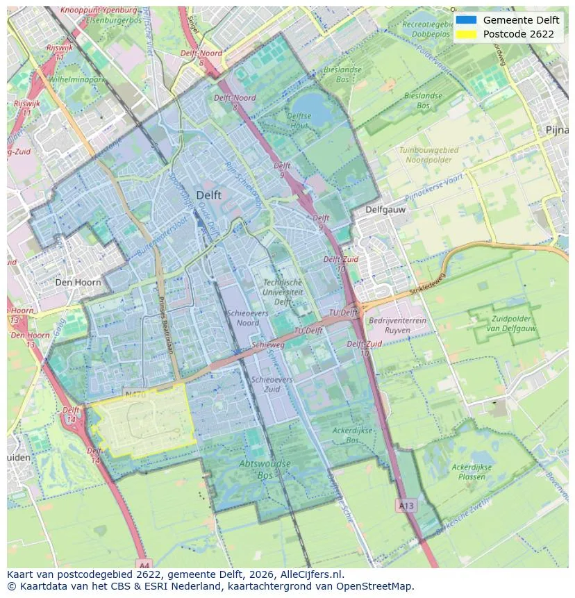Postcodekaart voor 2622
