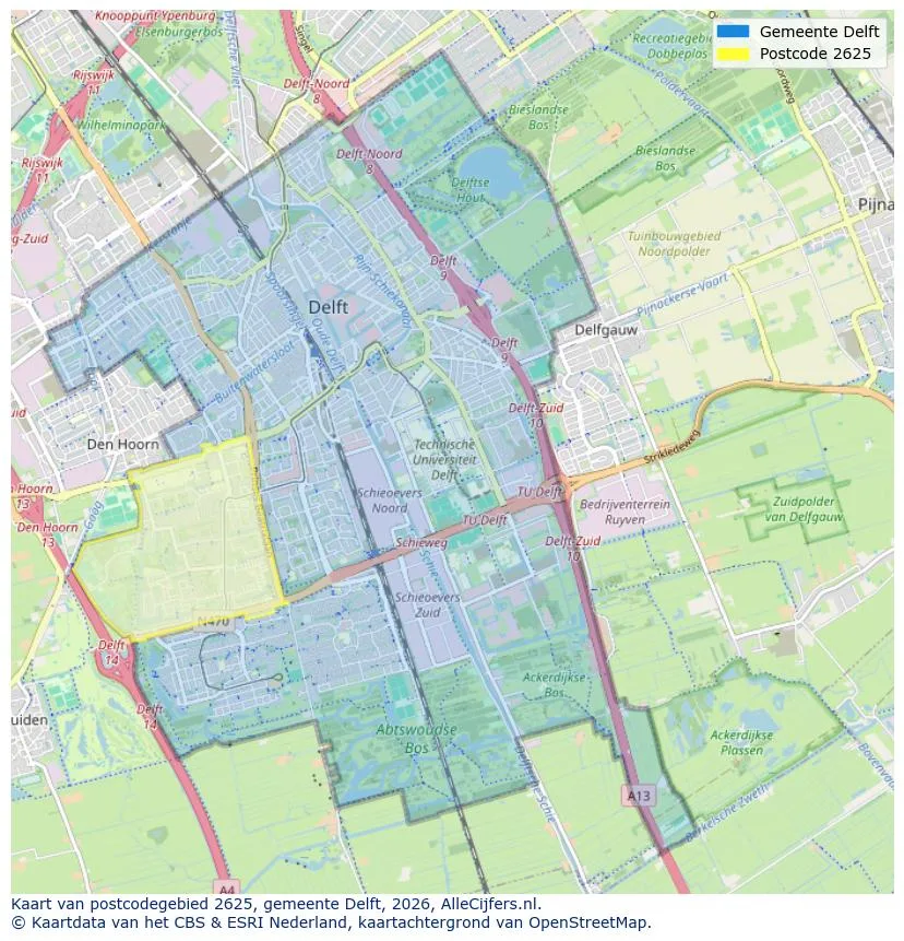 Postcodekaart voor 2625