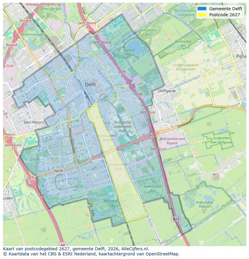 Mapa de códigos postales para 2627