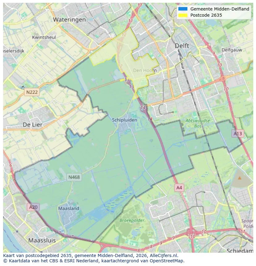 Mapa de códigos postales para 2635