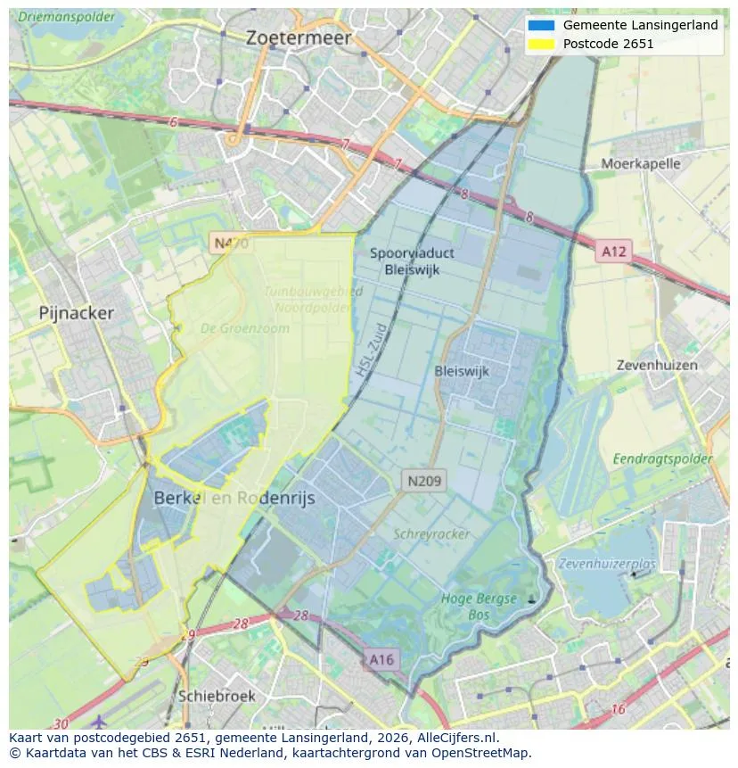 Postcodekaart voor 2651