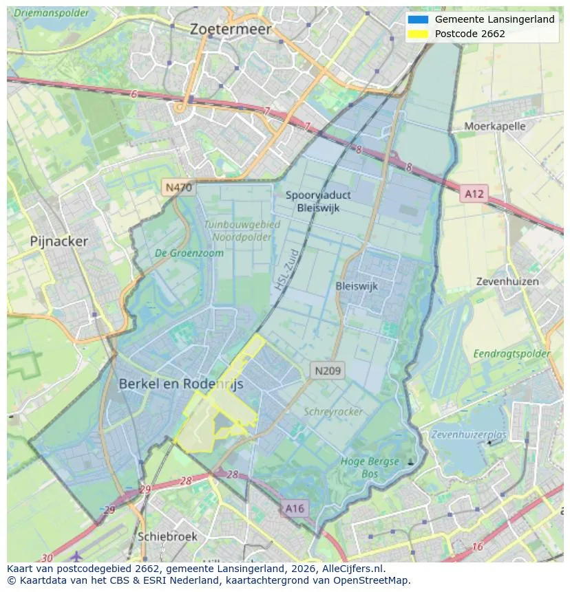 Postcodekaart voor 2662