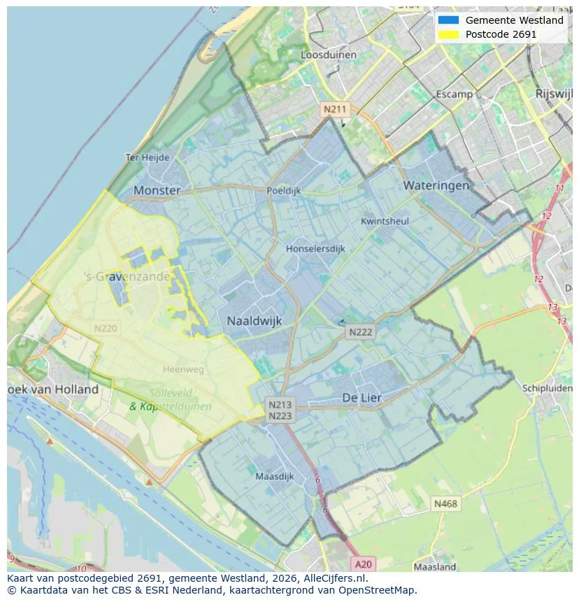 Postcodekaart voor 2691