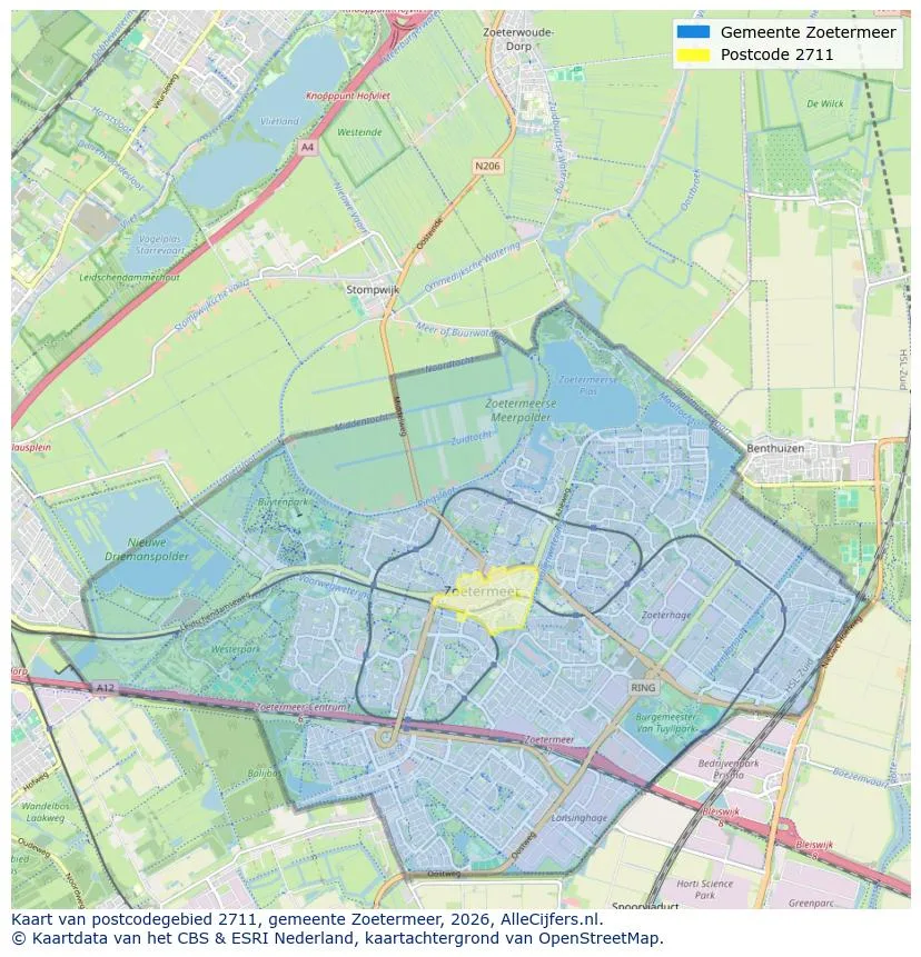 Postcodekaart voor 2711