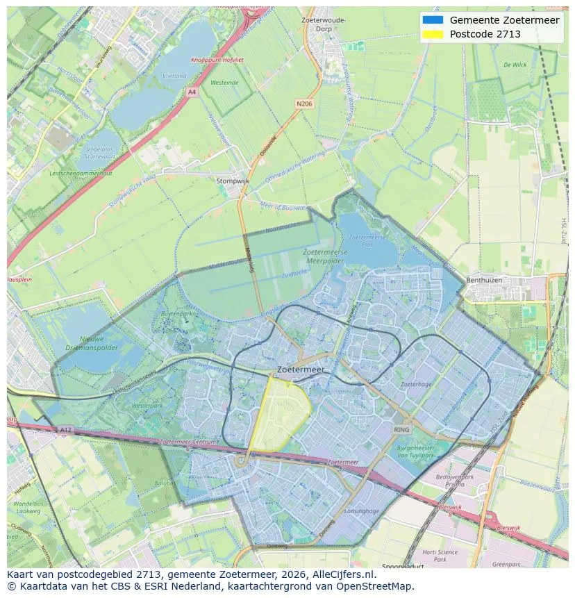 Postcodekaart voor 2713