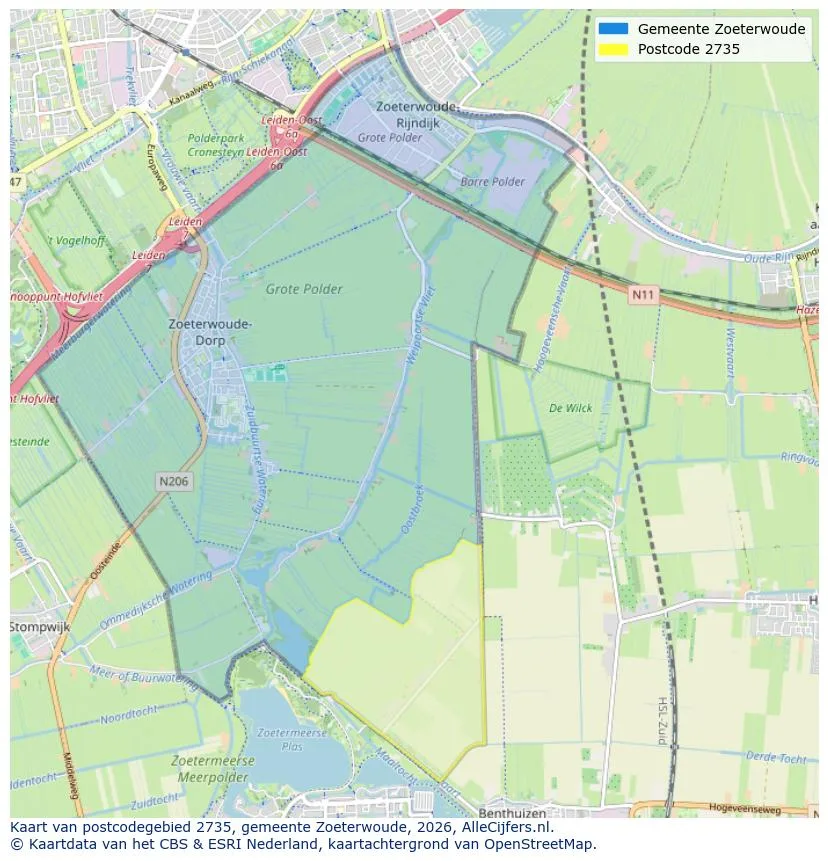 Postcodekaart voor 2735