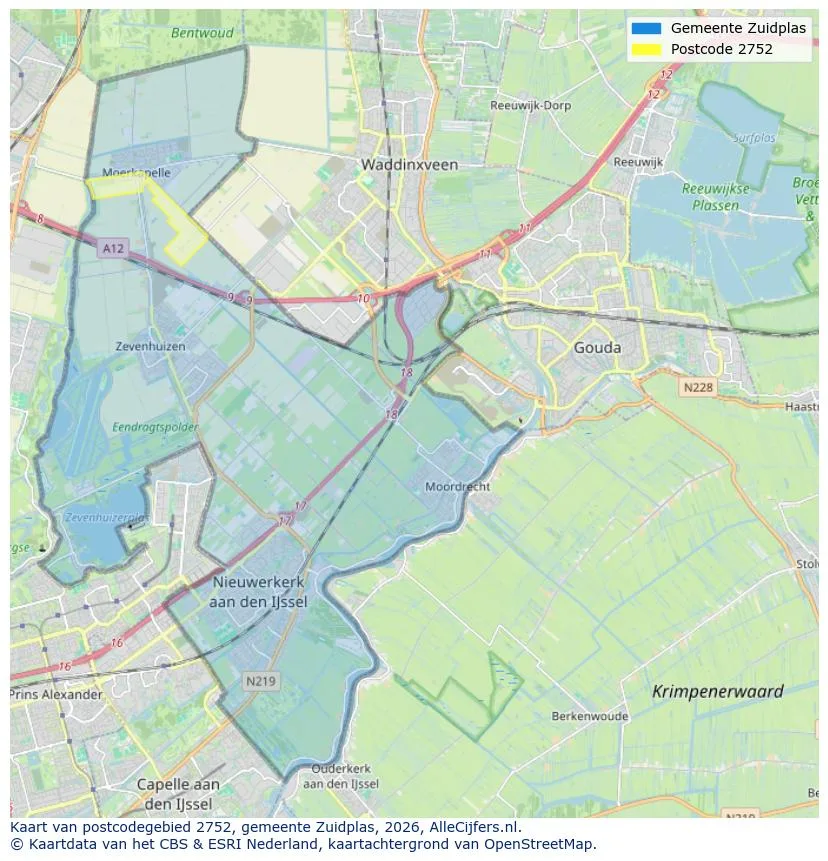 Postcodekaart voor 2752