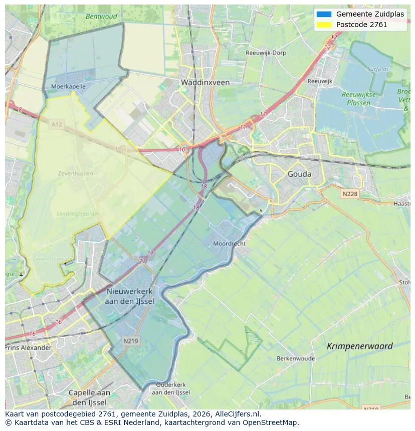 Postcodekaart voor 2761