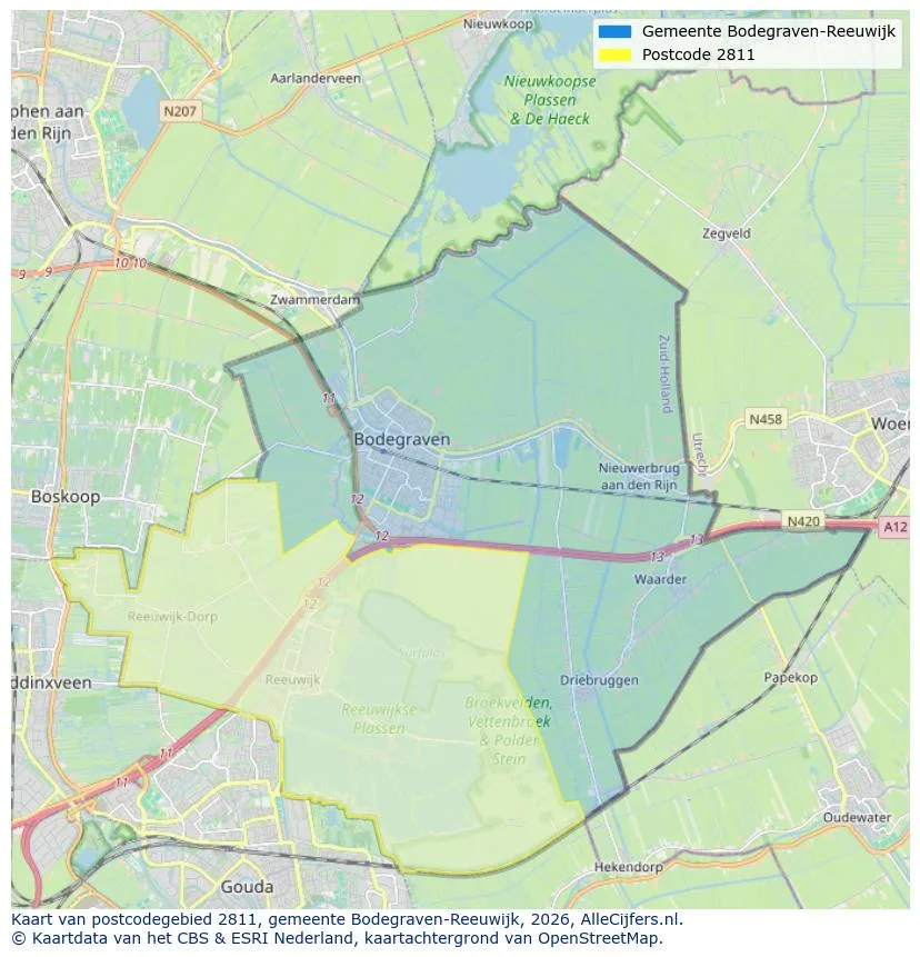 Postcodekaart voor 2811