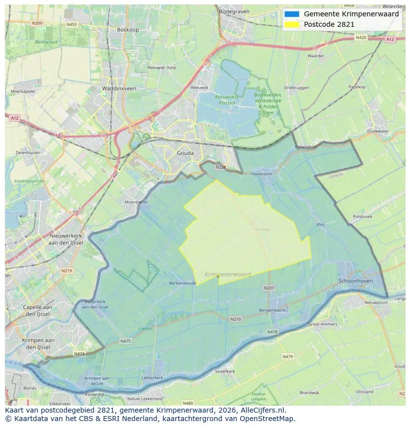 Postcodekaart voor 2821